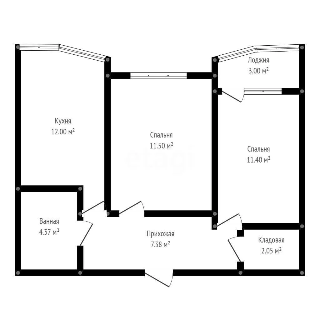 2-к квартира, 44.3м² (улица Петра Метальникова, 36) - миниатюра 6