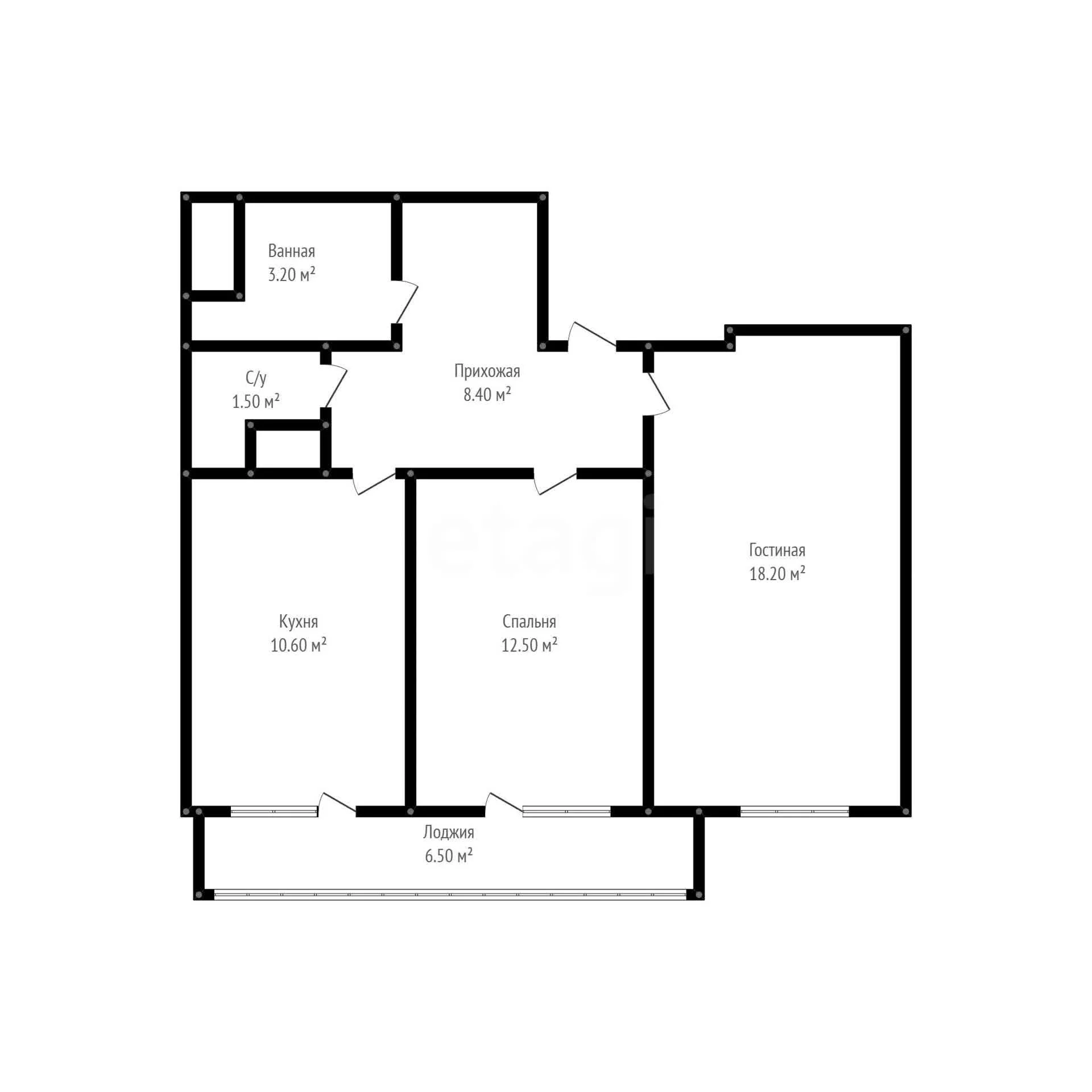 2-к квартира, 54.4м² (улица Евгении Жигуленко, 5к2) - миниатюра 9