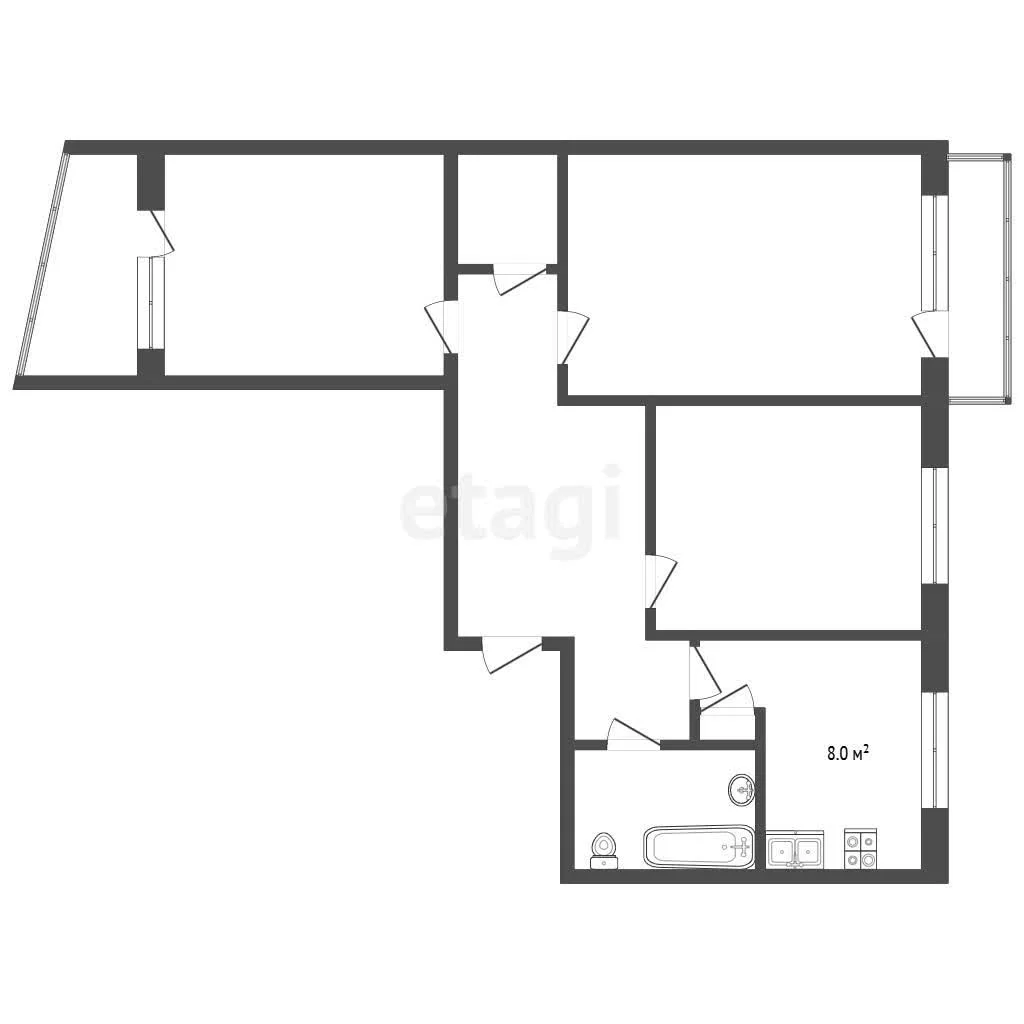 3-к квартира, 68.3м² (улица Тюляева, 20) - миниатюра 13