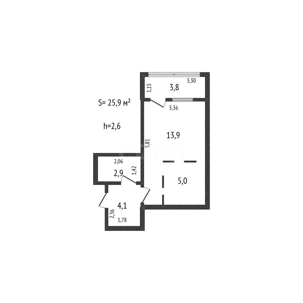 Студия, 25.9м² (Черкасская улица, 68) - миниатюра 10
