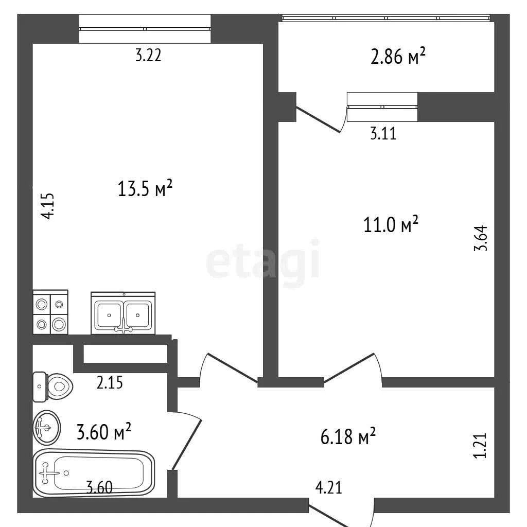 1-к квартира, 34.9м² (улица имени Владимира Жириновского, 1к8) - миниатюра 18