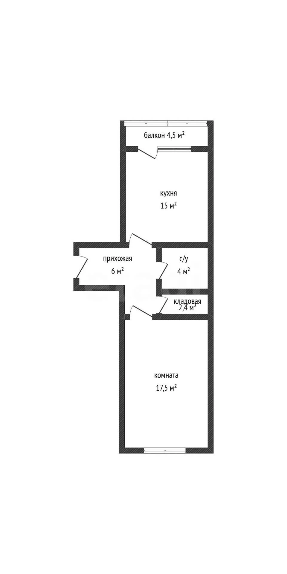 1-к квартира, 44.9м² (улица Петра Метальникова, 13) - миниатюра 14