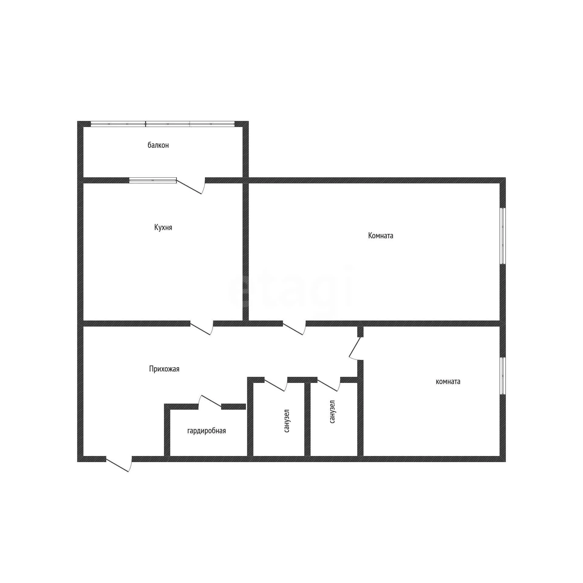 2-к квартира, 59.3м² (улица Генерала Трошева, 43) - миниатюра 13