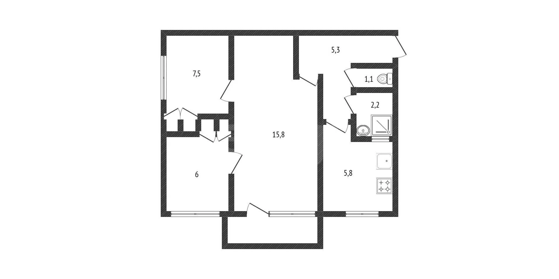 3-к квартира, 47.5м² (улица Гагарина, 79а) - миниатюра 36