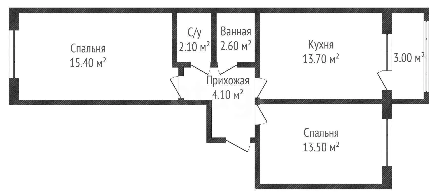 2-к квартира, 53.1м² (улица Краеведа Соловьёва, 6к1) - миниатюра 10