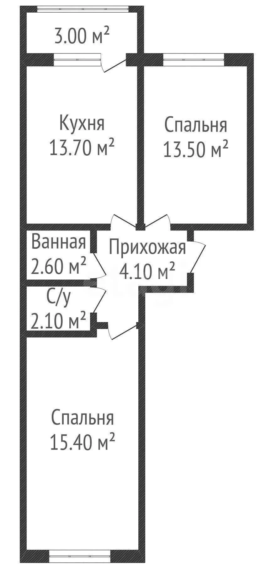 2-к квартира, 53.1м² (улица Краеведа Соловьёва, 6к1) - миниатюра 11