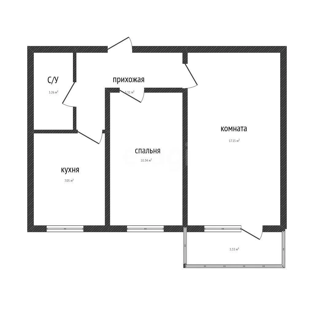 2-к квартира, 43.6м² (Старокубанская улица, 103) - миниатюра 17