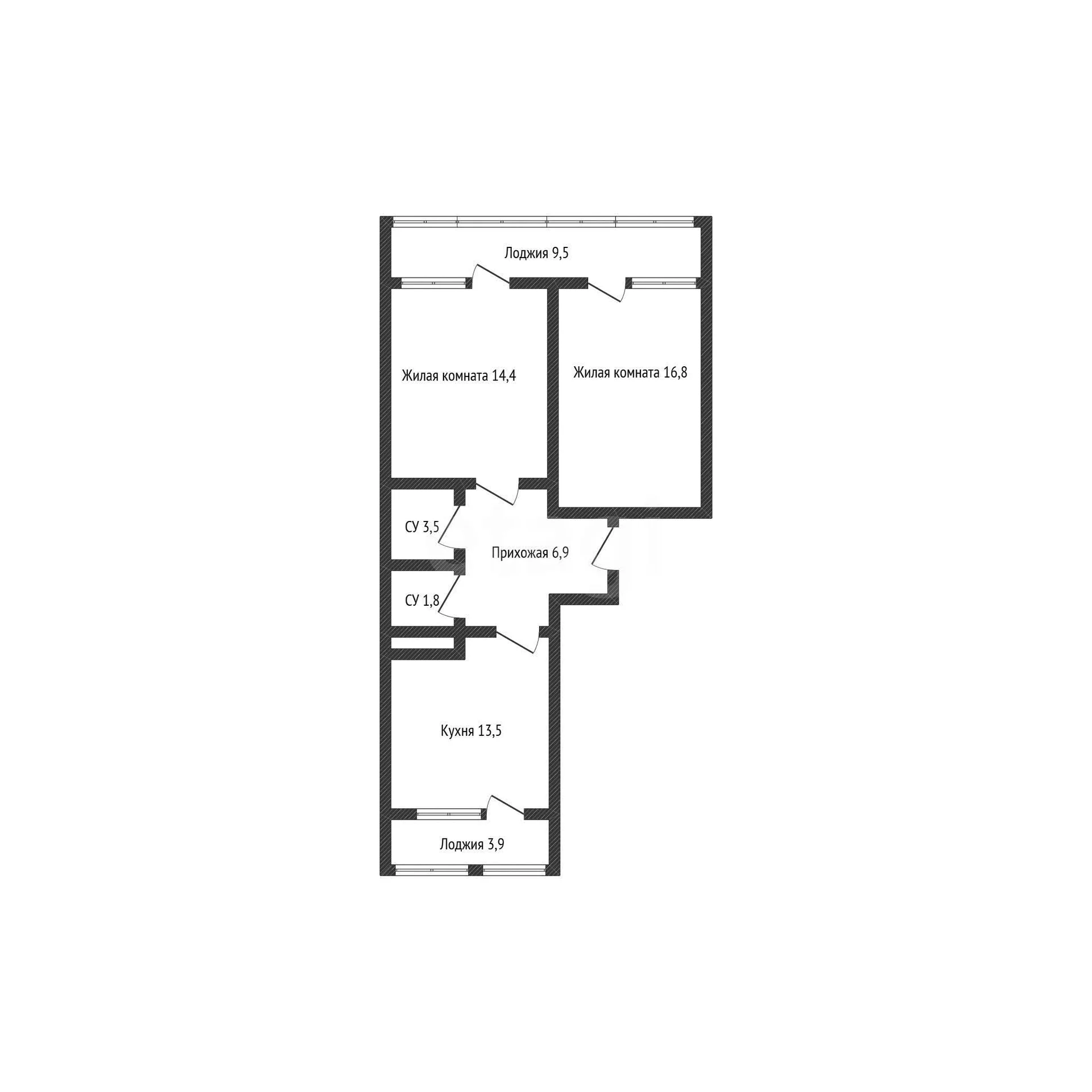 2-к квартира, 56.9м² (Природная улица, 10бк5) - изображение 1