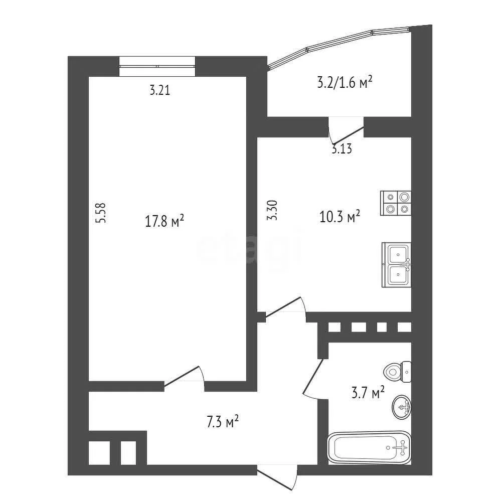 1-к квартира, 40.1м² (улица имени Валерия Гассия, 4/7к1) - миниатюра 11