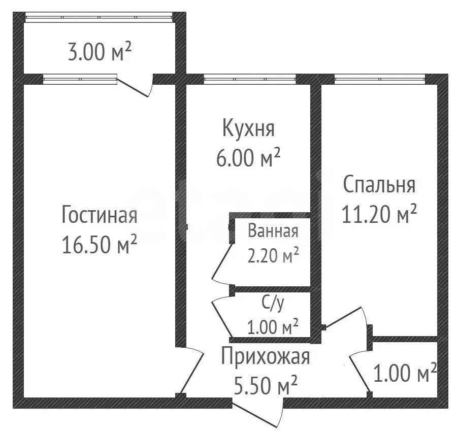 2-к квартира, 44.5м² (улица Атарбекова, 9) - миниатюра 32