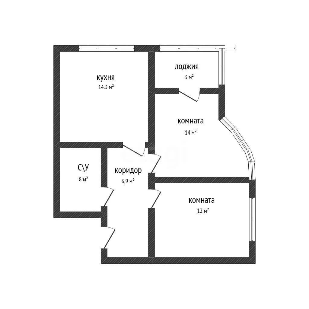 2-к квартира, 58.2м² (улица Бигдая, 12) - миниатюра 23