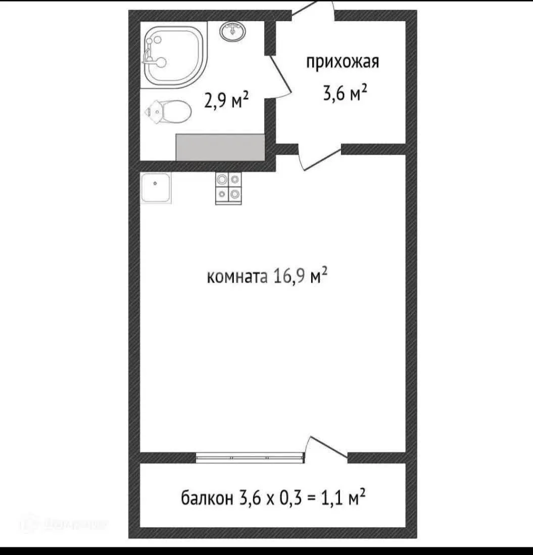 Студия, 22.8м² (улица Лётчика Позднякова, 2к15) - миниатюра 19