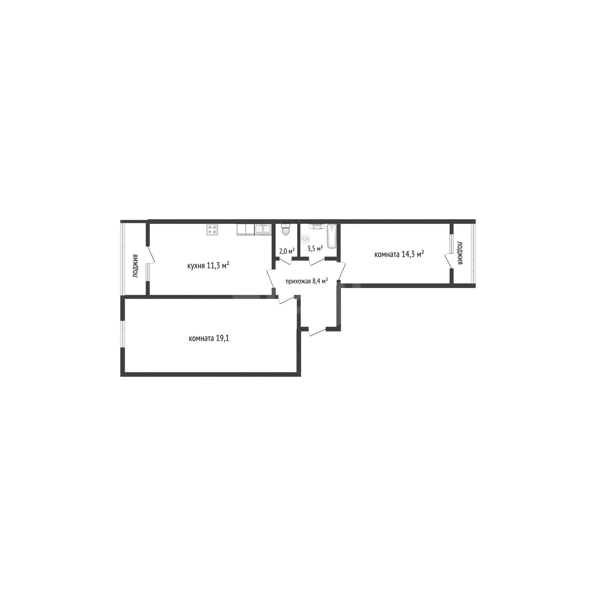 2-к квартира, 58.6м² (улица Евгении Жигуленко, 25к3) - миниатюра 33