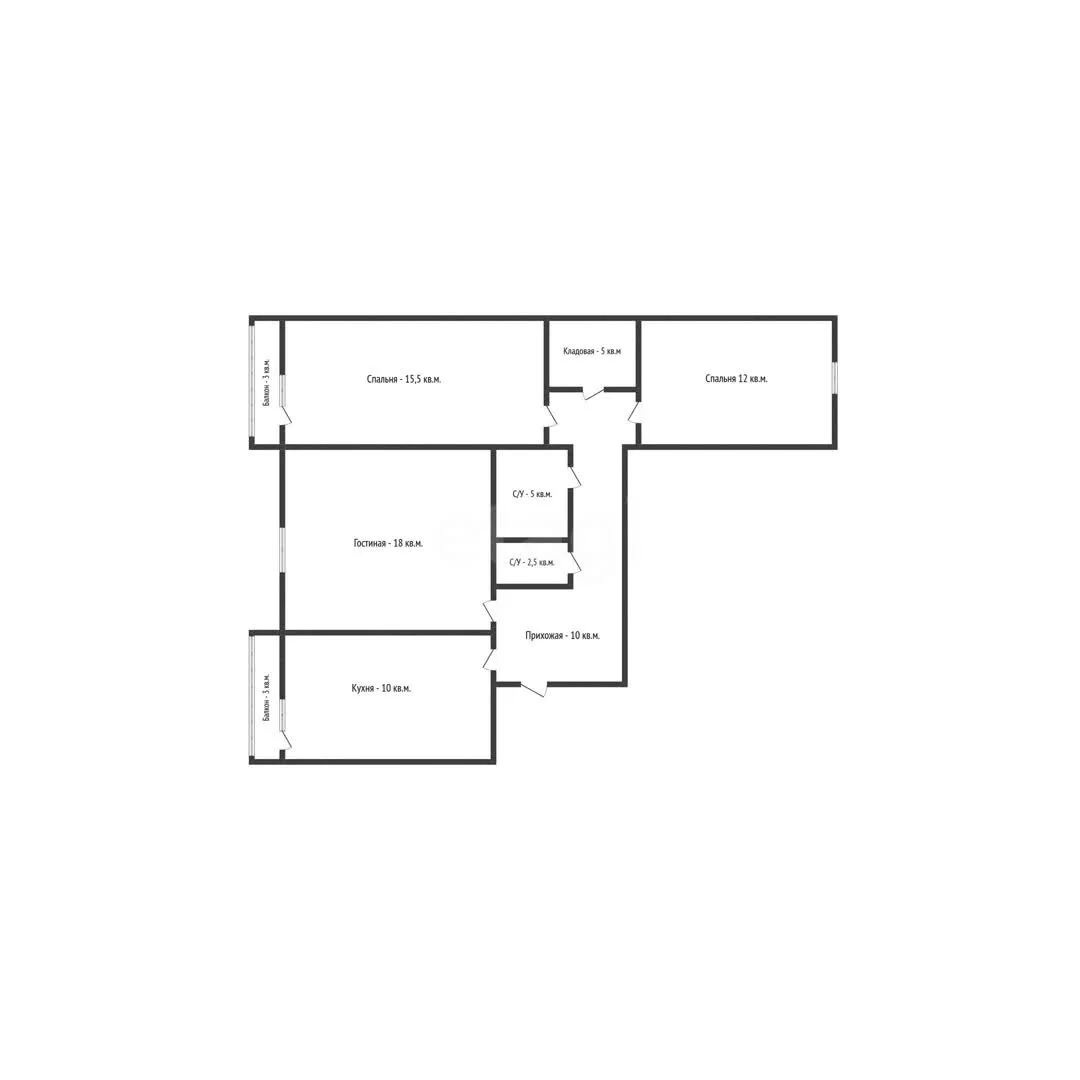 3-к квартира, 77м² (улица Героя А.А. Аверкиева, 1) - миниатюра 15