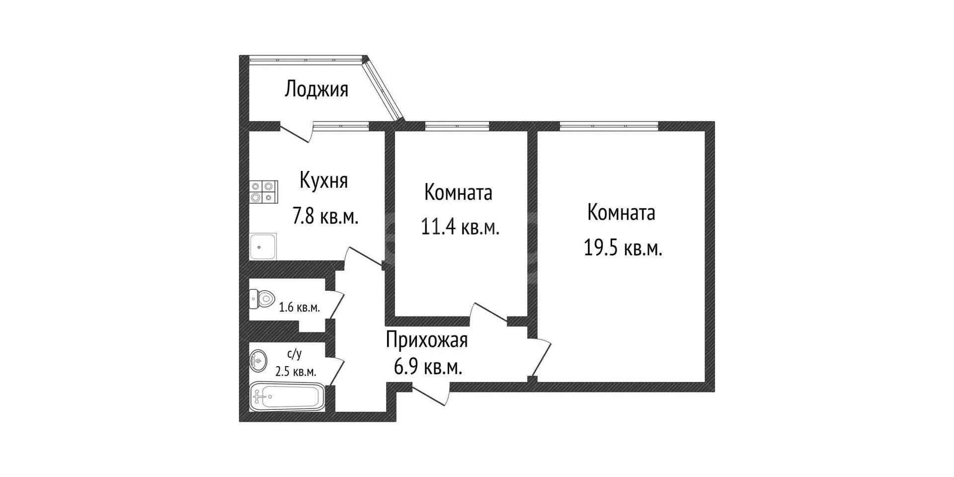 2-к квартира, 49.7м² (улица Героя А.А. Аверкиева, 1) - миниатюра 13