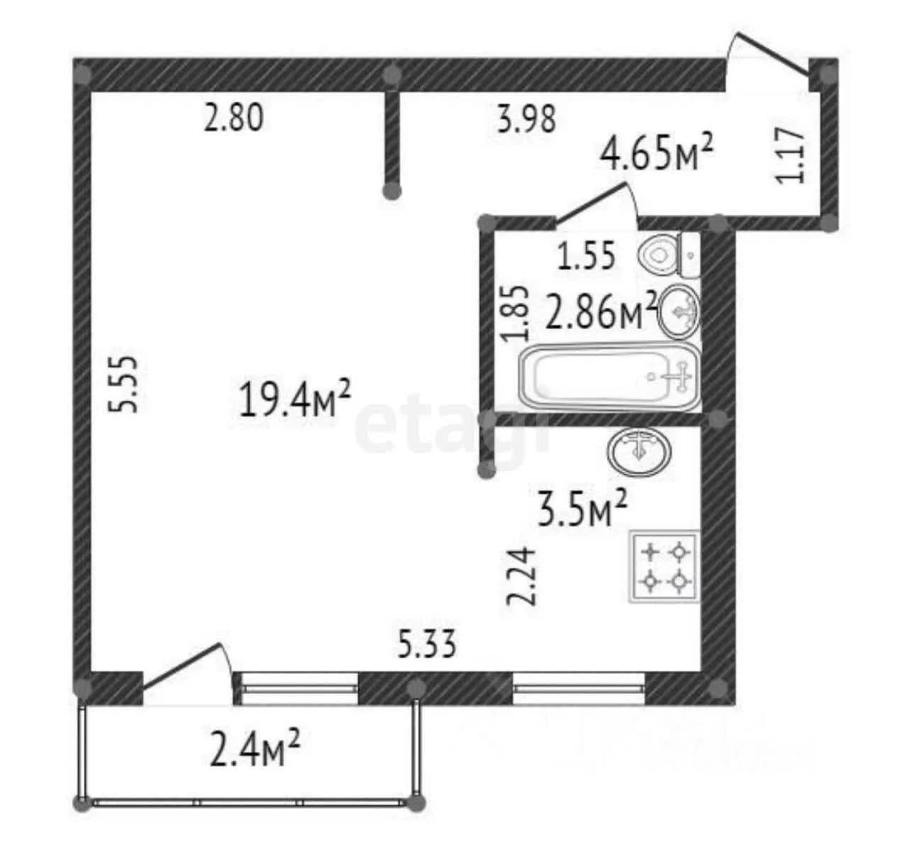 1-к квартира, 29.9м² (Офицерская улица, 43) - миниатюра 22