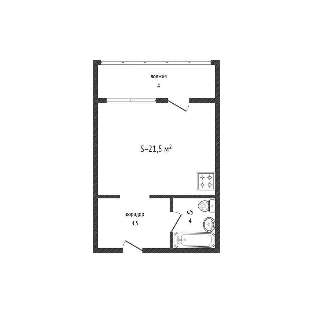 Студия, 21.5м² (улица Куликова Поля, 31) - миниатюра 16