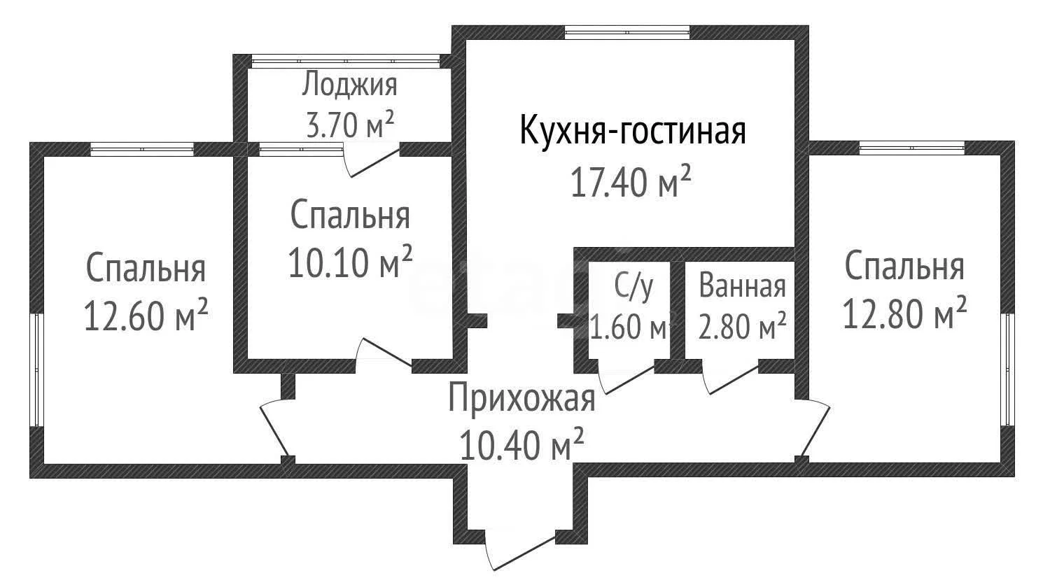 3-к квартира, 68.2м² (Скандинавская улица, 1к3) - миниатюра 34