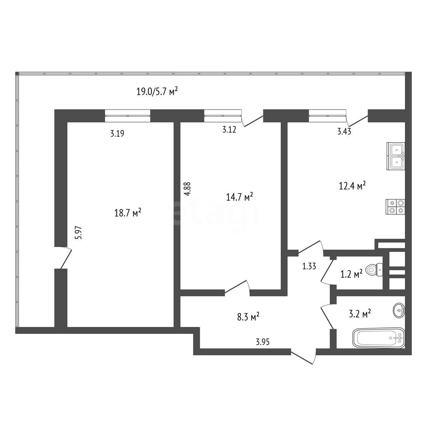 2-к квартира, 63м² (Конгрессная улица, 25) - миниатюра 16