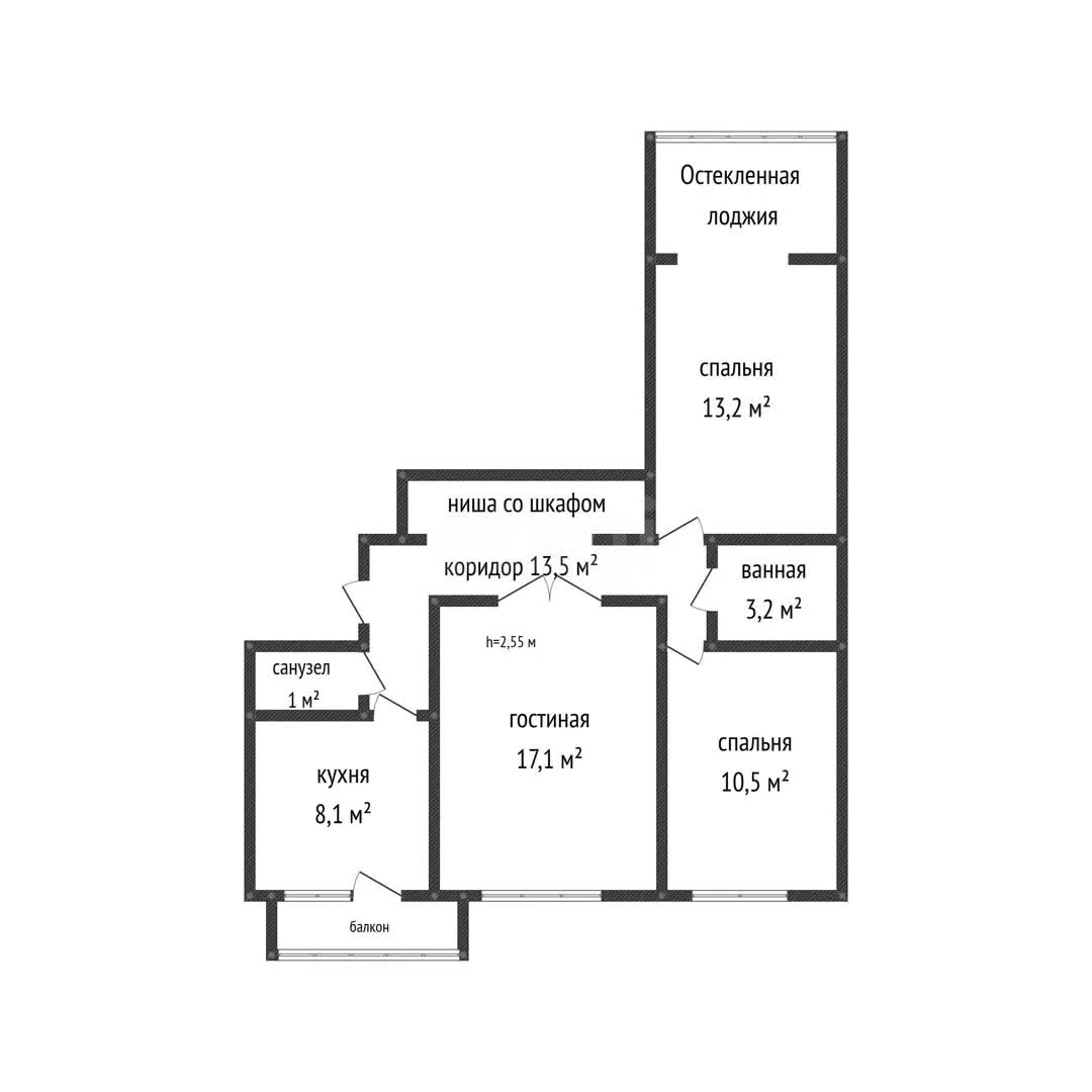 3-к квартира, 67м² (Ипподромная улица, 53) - миниатюра 41