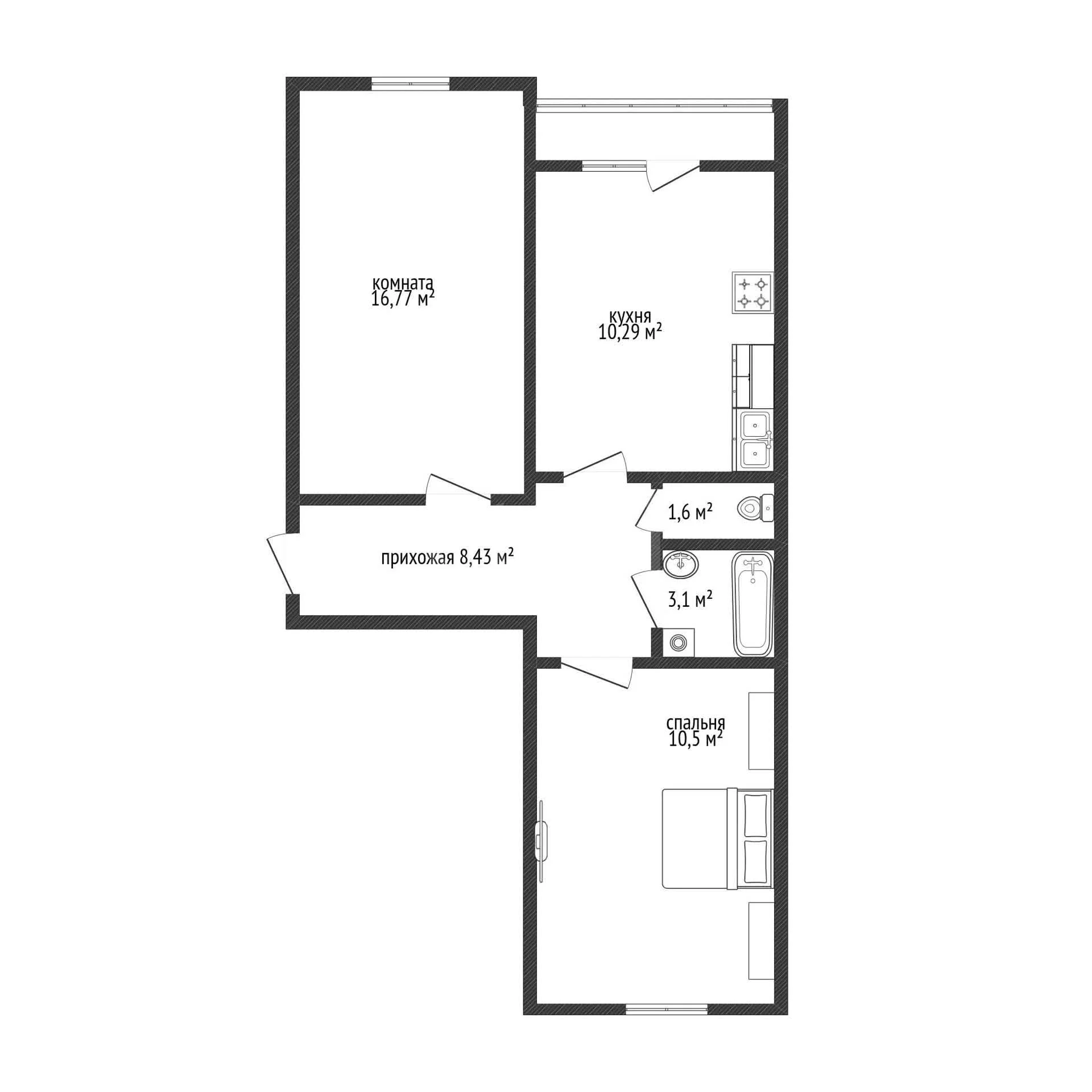 2-к квартира, 50.8м² (улица Западный Обход, 42/4) - миниатюра 23