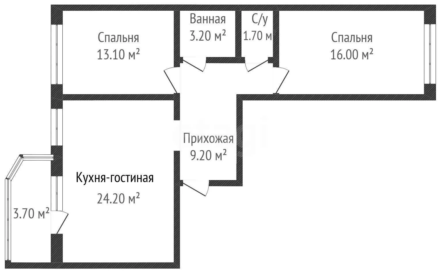 2-к квартира, 67.2м² (улица им. Мурата Ахеджака, 10а) - миниатюра 11