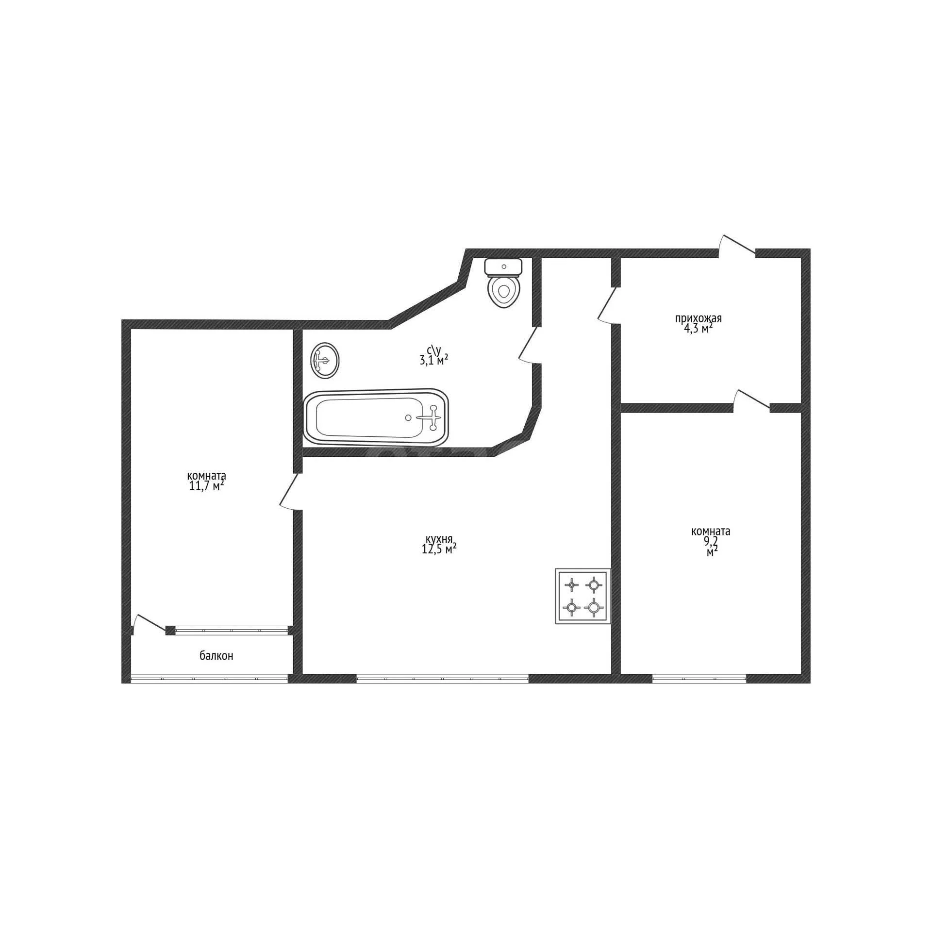 2-к квартира, 43м² (Восточно-Кругликовская улица, 47/1) - миниатюра 13