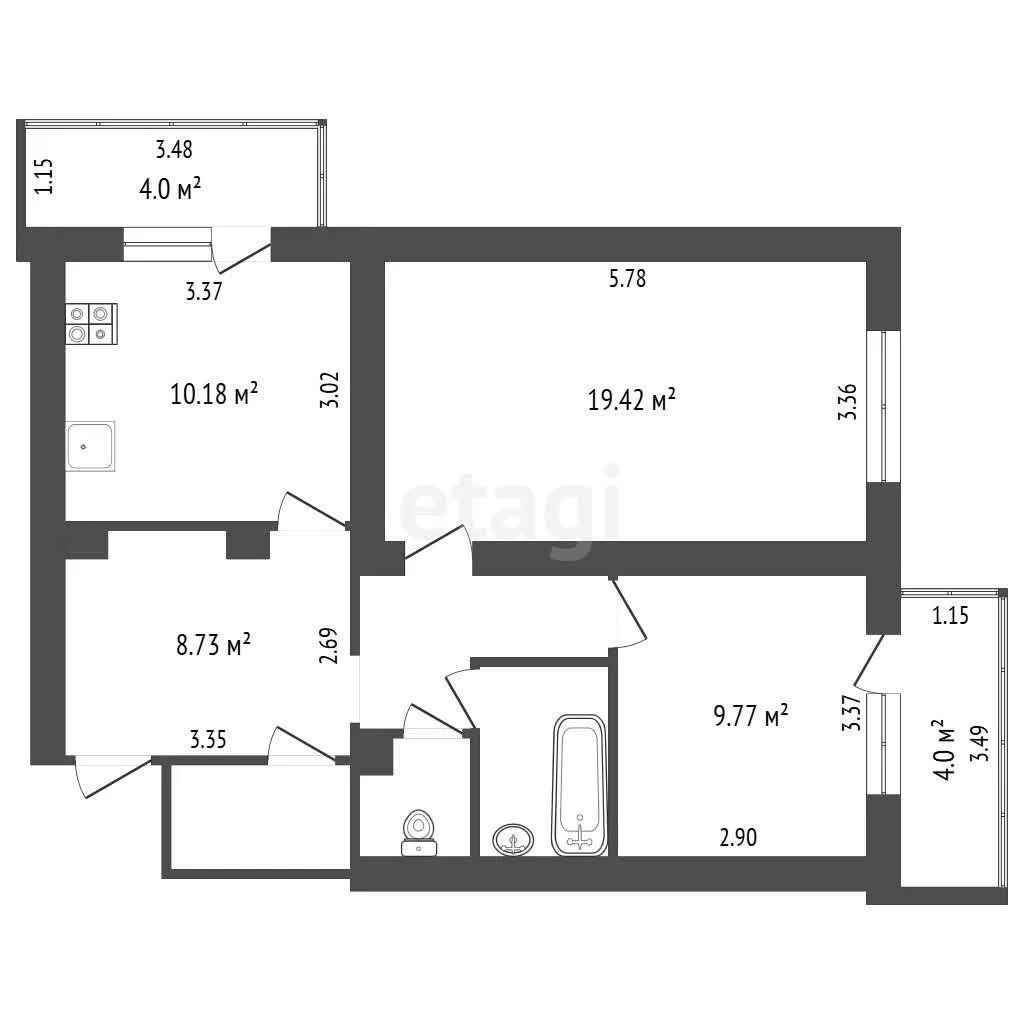 2-к квартира, 59.6м² (улица имени 40-летия Победы, 35/3) - миниатюра 32