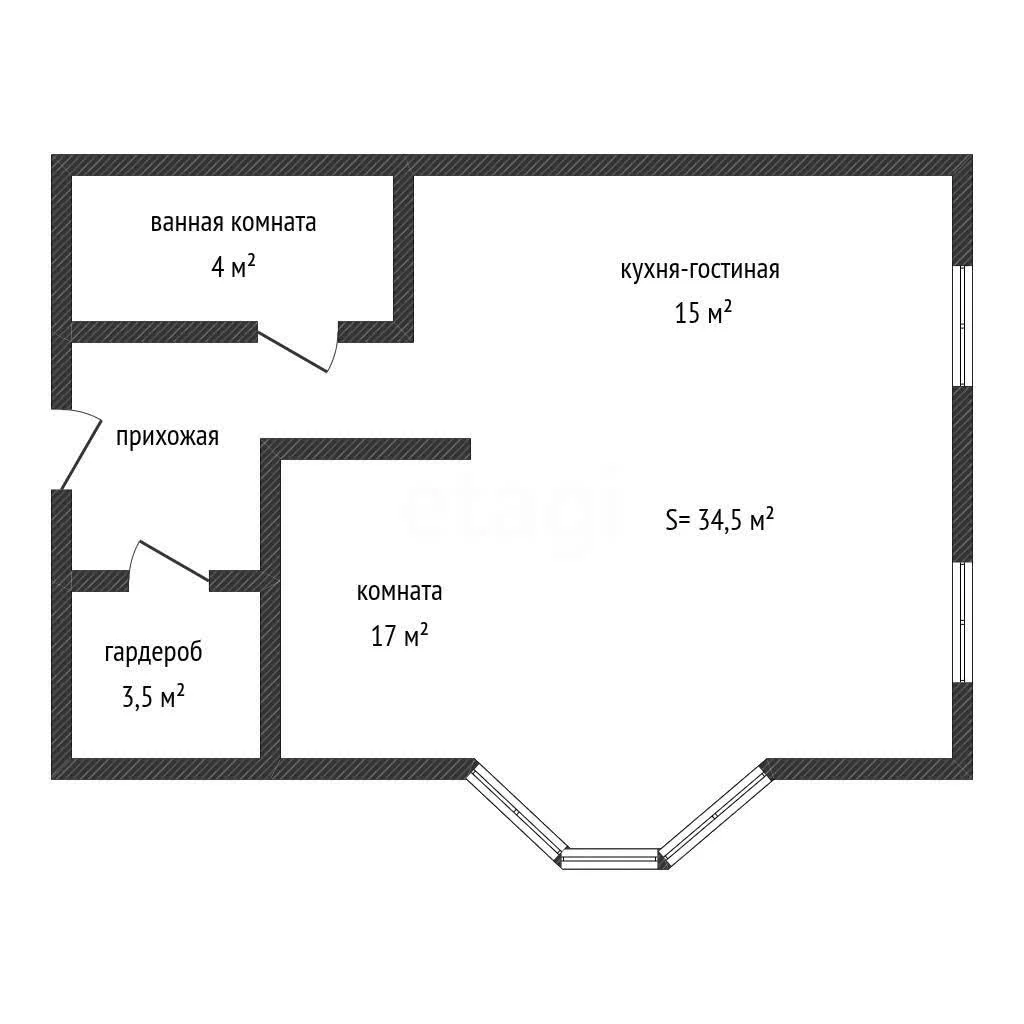 1-к квартира, 41.2м² (Зиповская улица, 34к1) - миниатюра 11