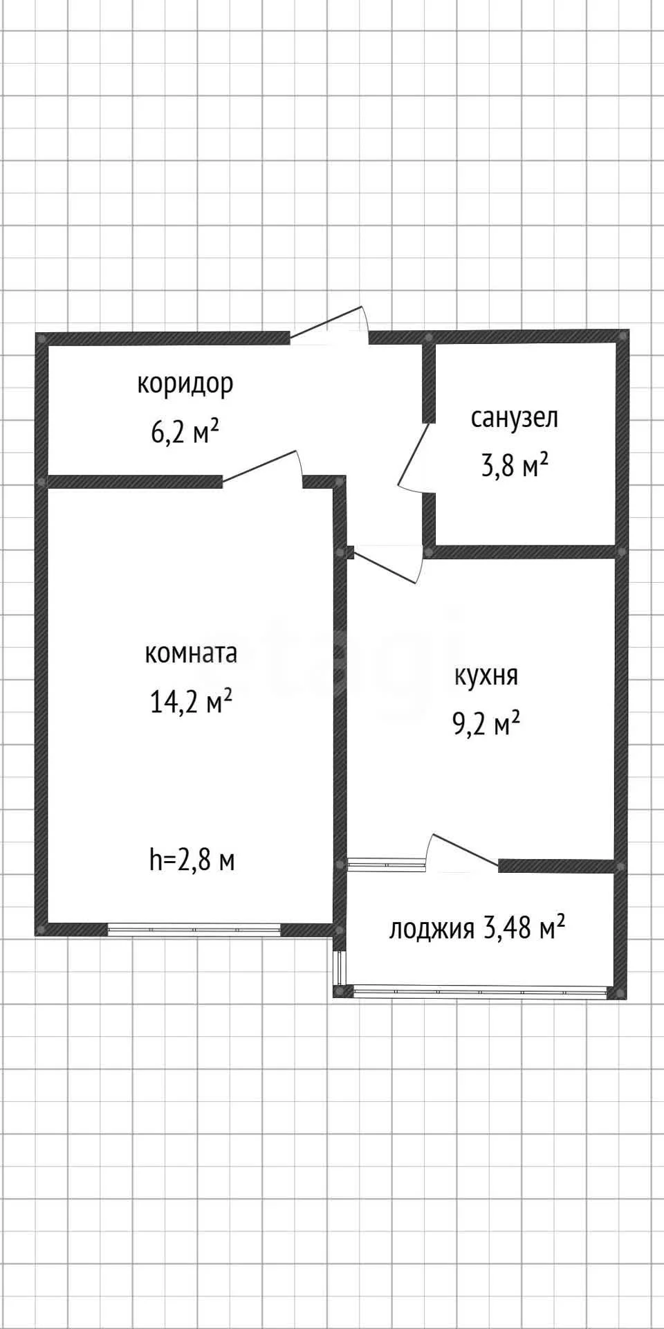 1-к квартира, 33.4м² (улица имени Героя Георгия Бочарникова, 4) - миниатюра 15