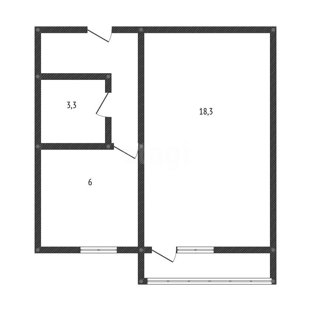 1-к квартира, 32.6м² (улица Гагарина, 140) - миниатюра 9