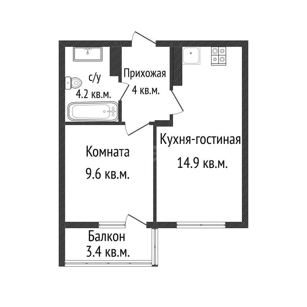 1-к квартира, 32.7м² (улица имени Героя Ростовского, 8к7) - миниатюра 8