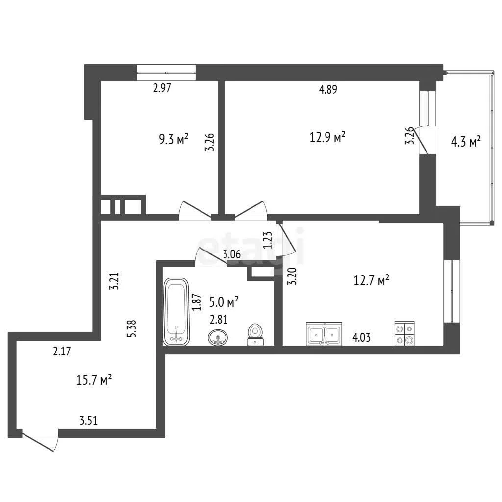 1-к квартира, 37.8м² (Восточно-Кругликовская улица, 28) - миниатюра 7
