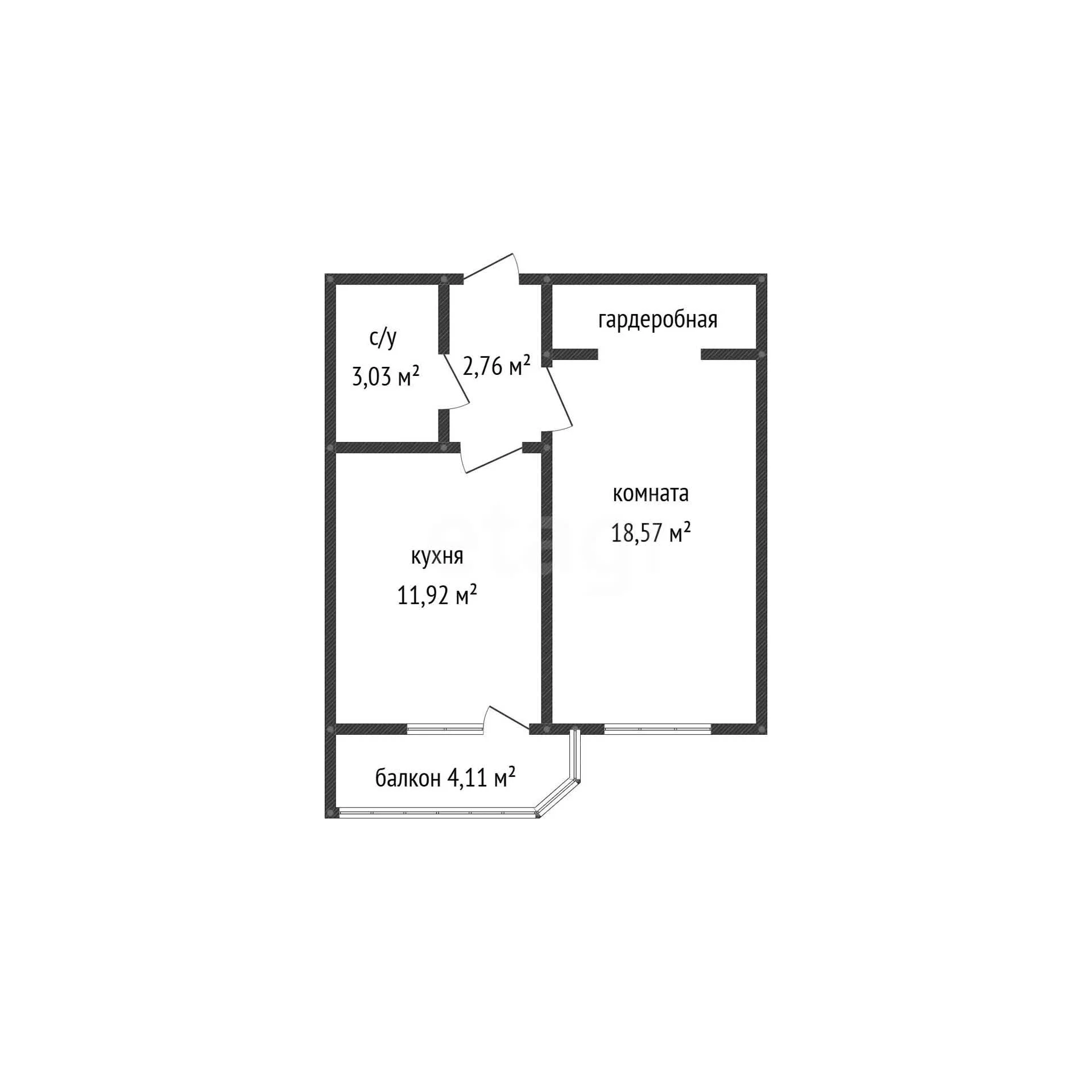1-к квартира, 35.9м² (улица имени Героя Советского Союза Николая Воробьёва, 11) - миниатюра 8