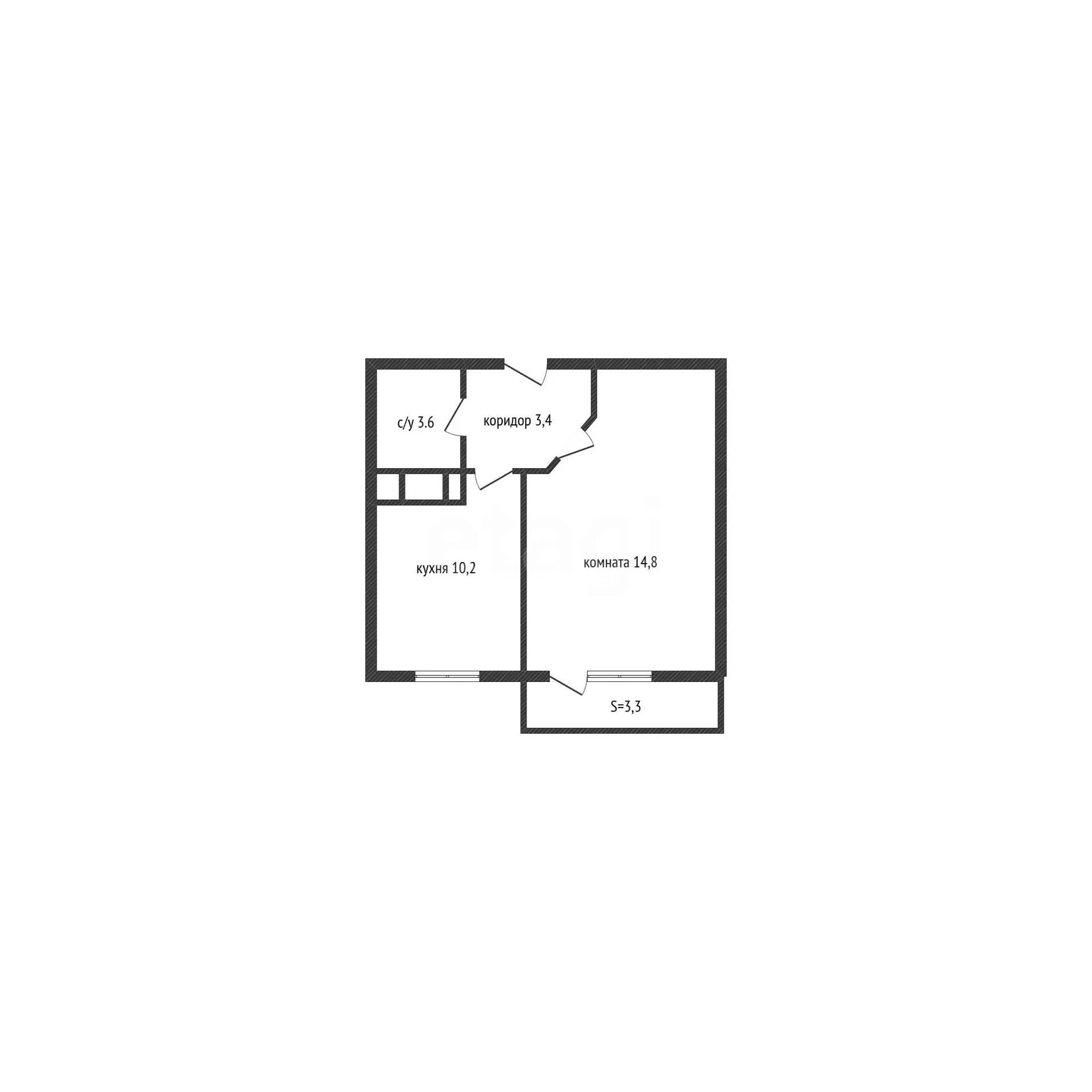 1-к квартира, 32м² (улица имени В.М. Комарова, 21/1к1) - миниатюра 6