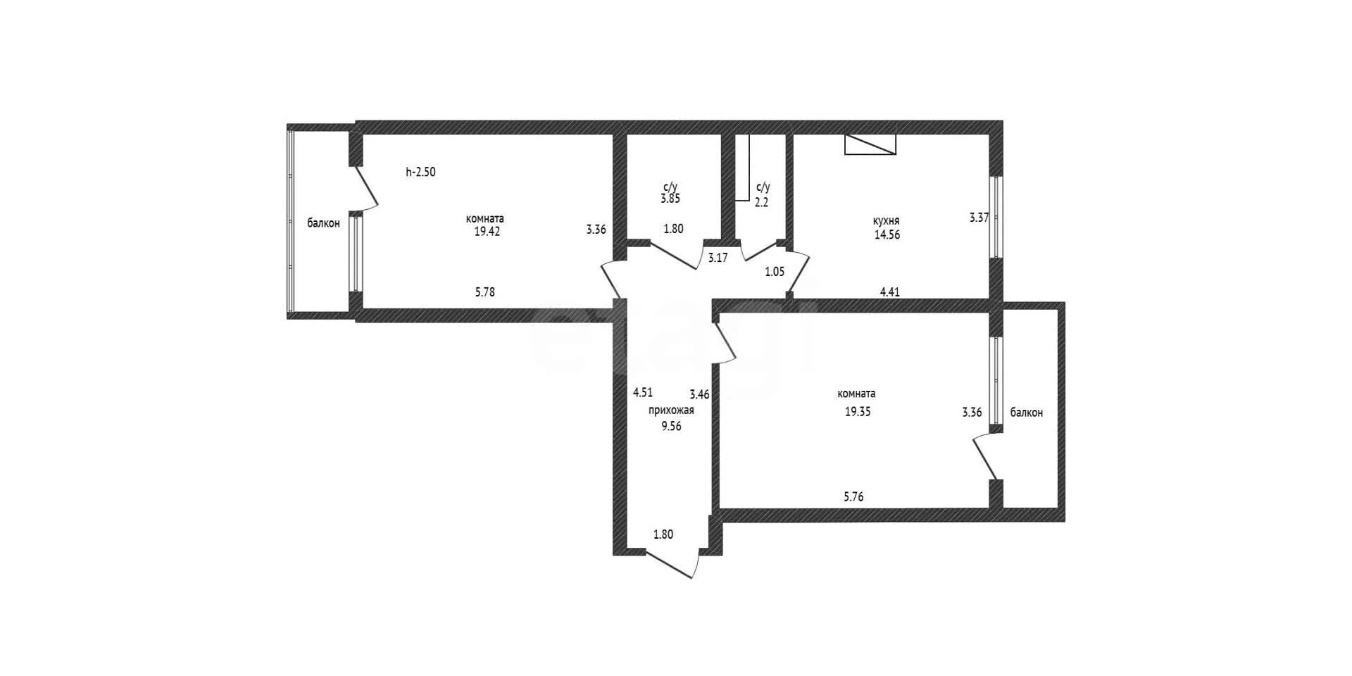 3-к квартира, 77.6м² (Черкасская улица, 43) - миниатюра 41