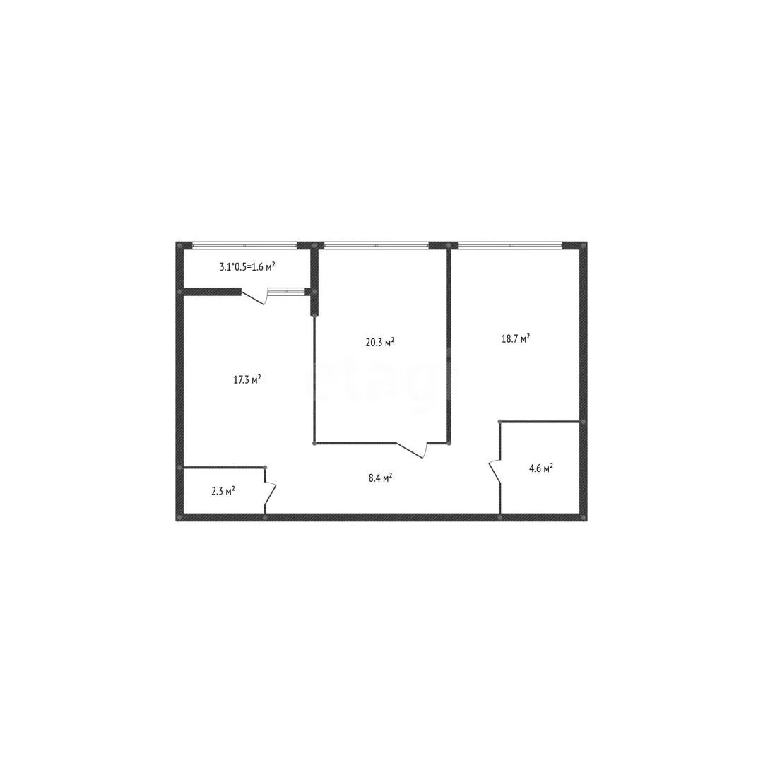 2-к квартира, 71.6м² (улица им. Мурата Ахеджака, 20) - миниатюра 6