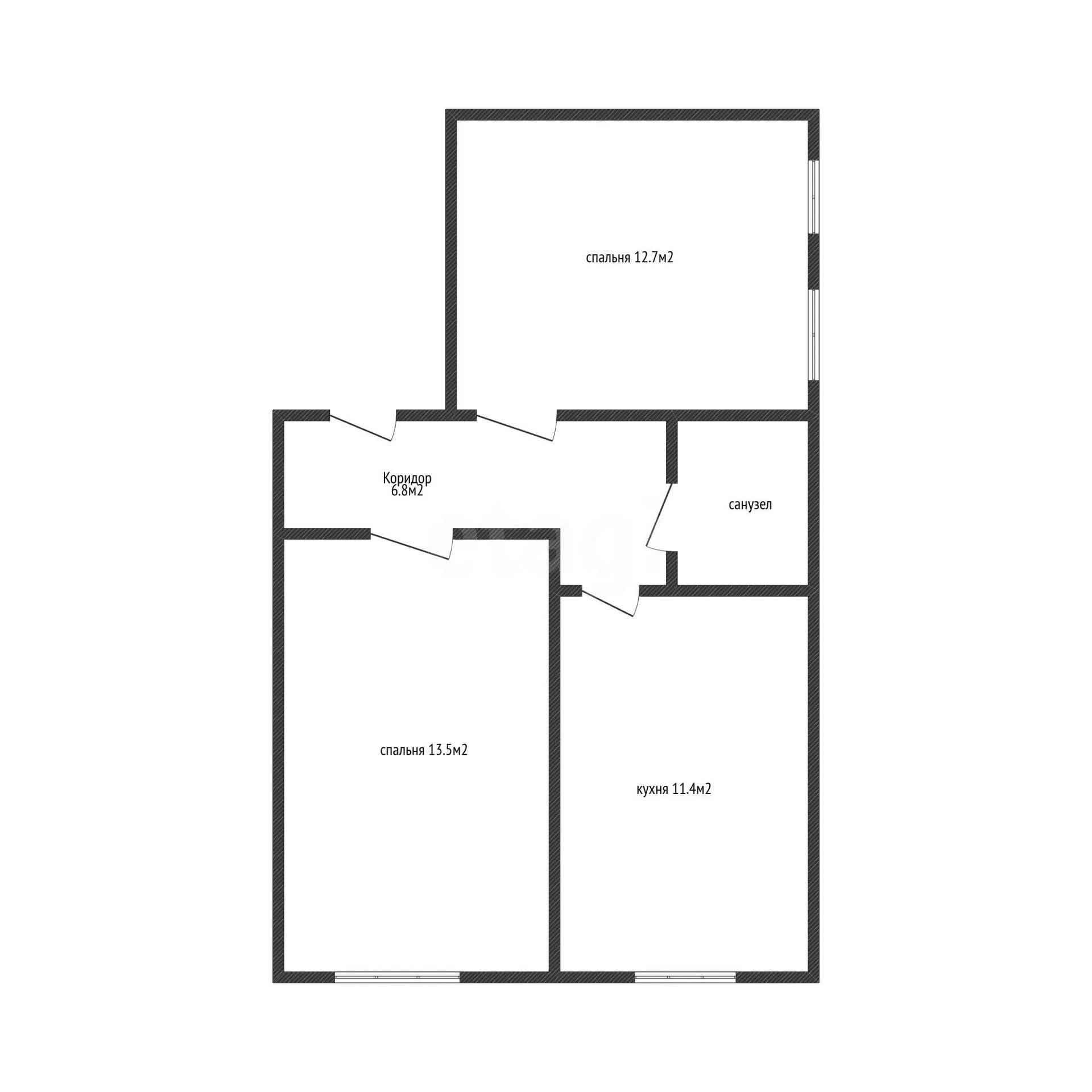 2-к квартира, 54.7м² (Зиповская улица, 22) - миниатюра 7