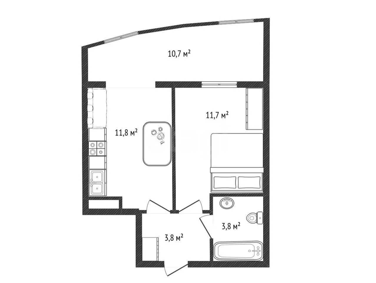 1-к квартира, 31.1м² (Командорская улица, 1/3) - миниатюра 21