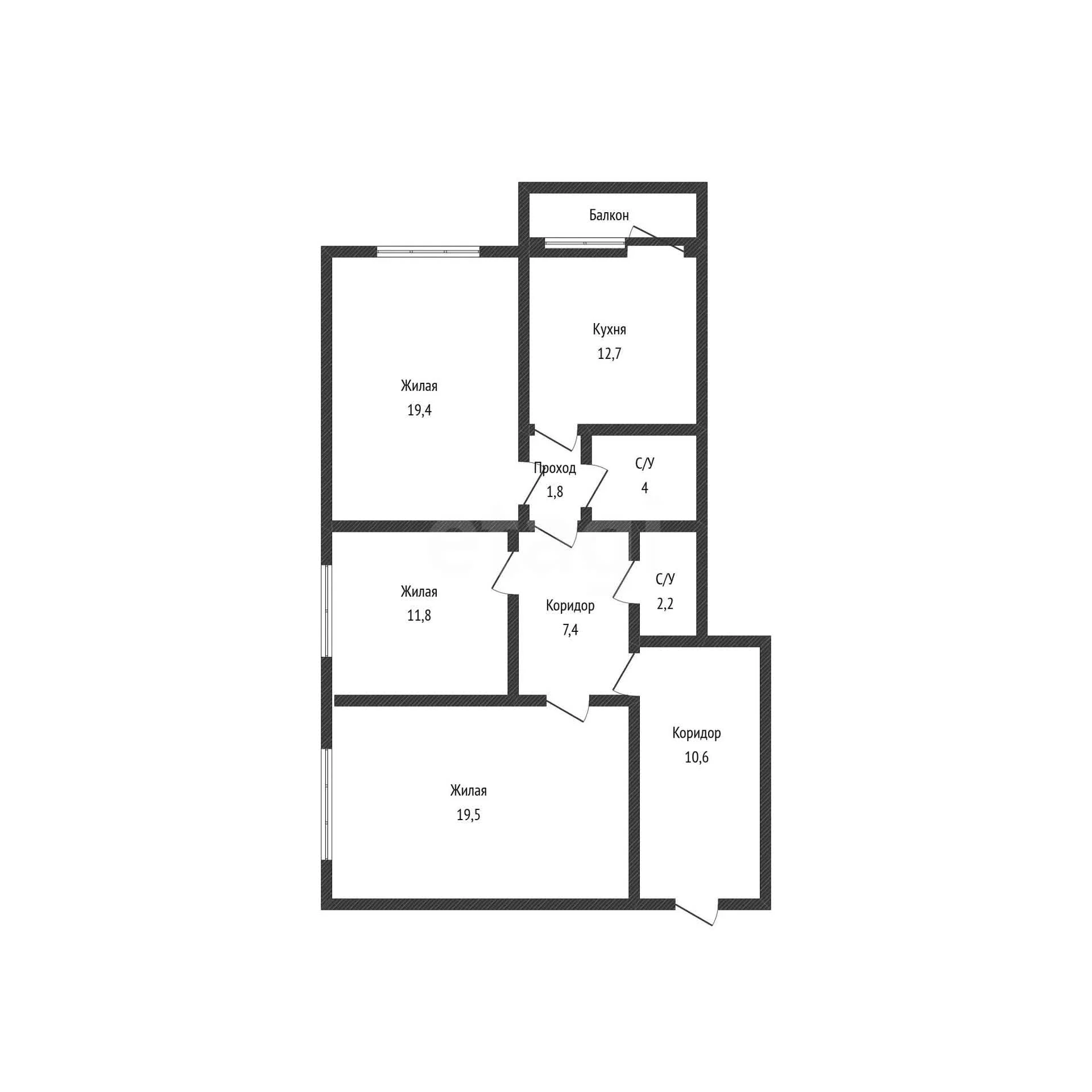 3-к квартира, 80м² (улица имени Николая Семеновича Котлярова, 21) - миниатюра 17
