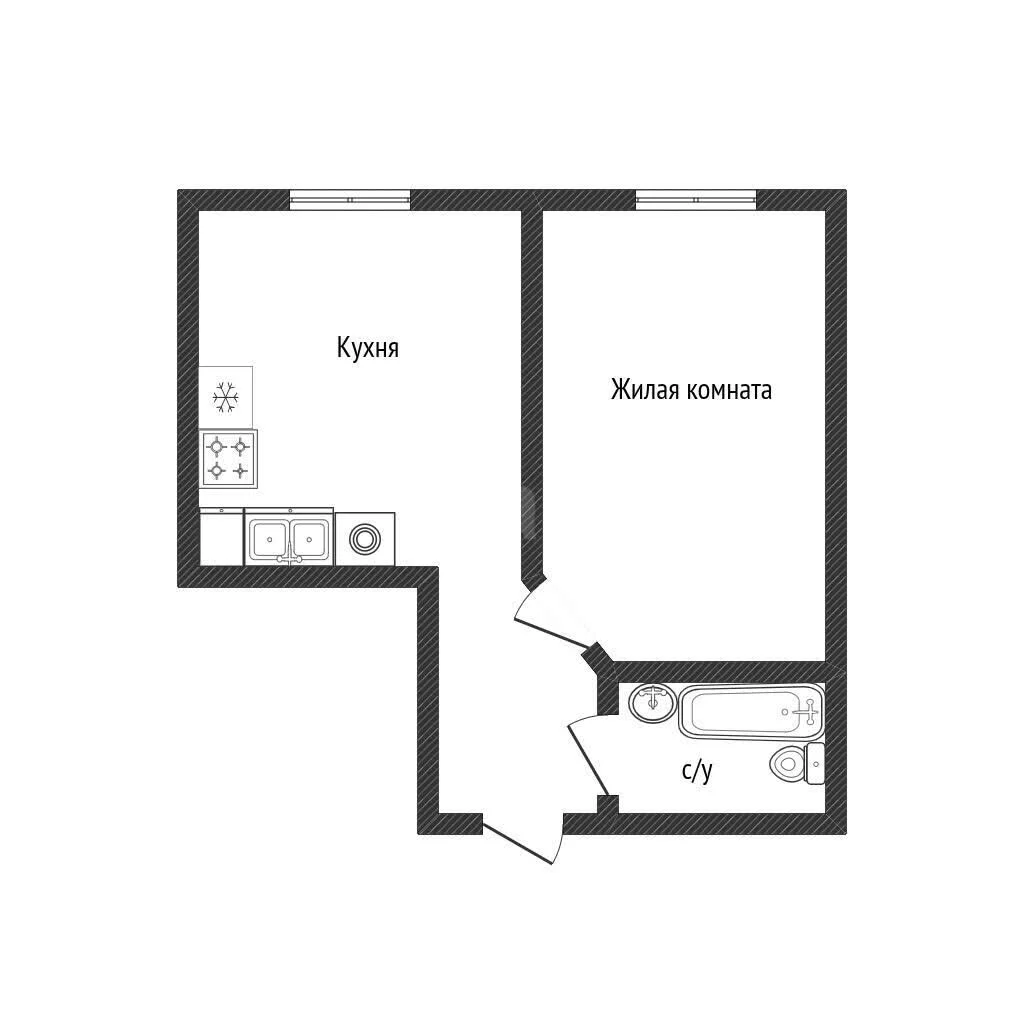 1-к квартира, 34.5м² (улица Ратной Славы, 24) - миниатюра 15