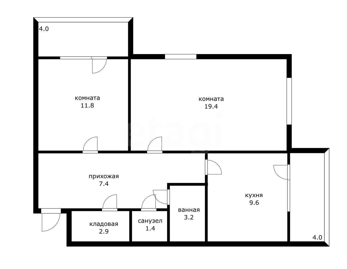 2-к квартира, 59.9м² (Восточно-Кругликовская улица, 65) - миниатюра 14