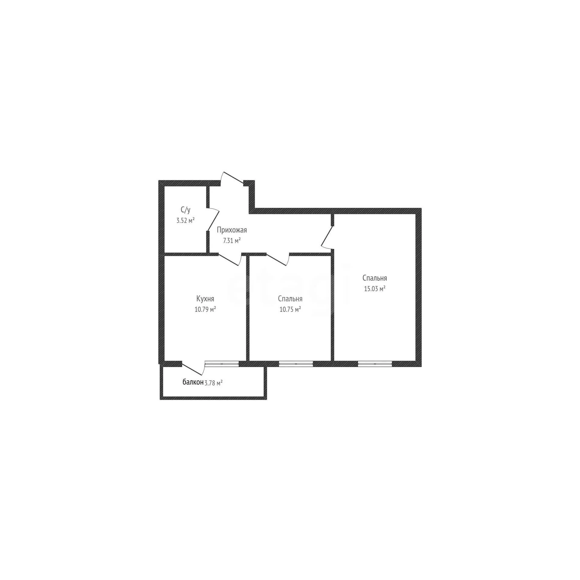 2-к квартира, 50м² (улица Краеведа Соловьёва, 6к5) - миниатюра 7
