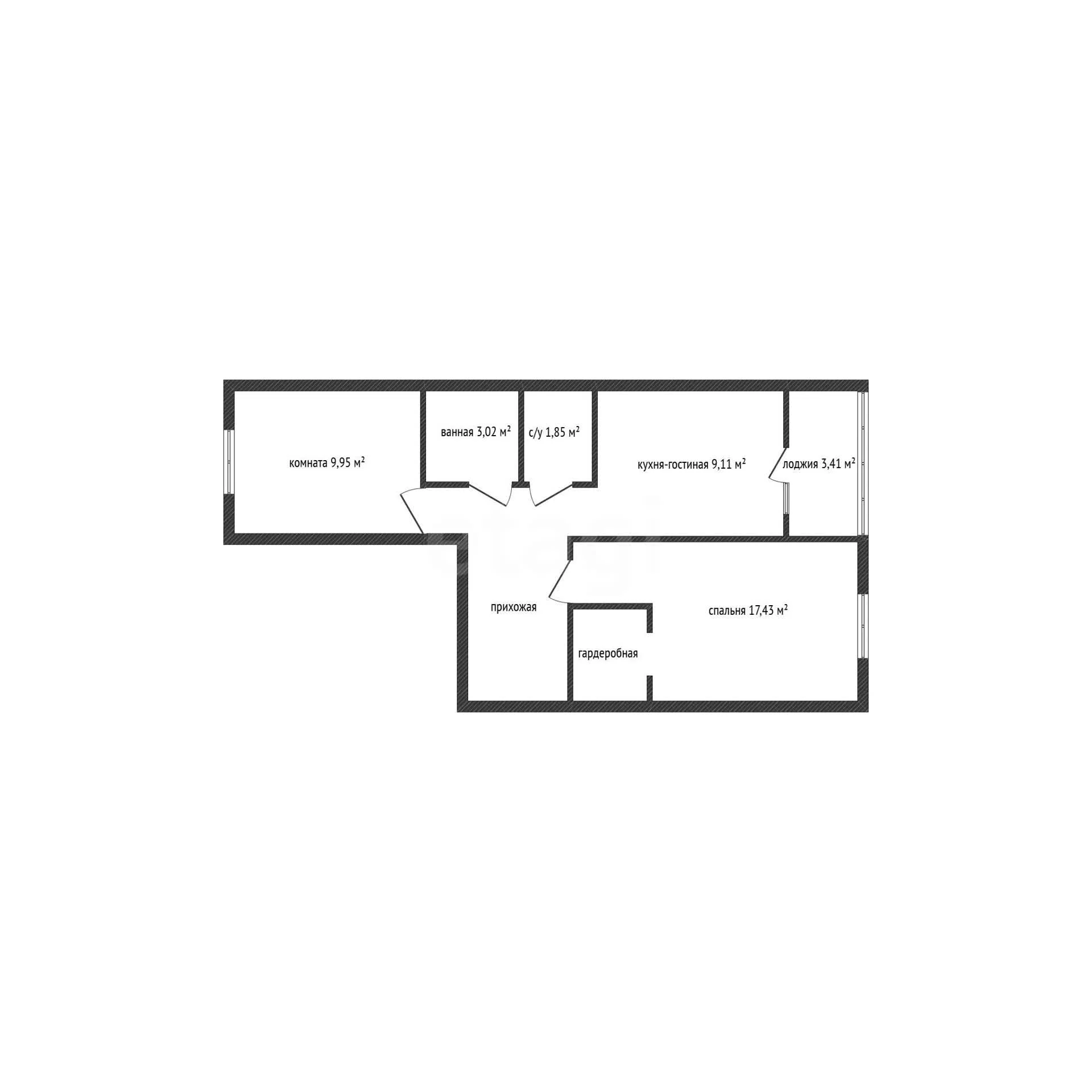 2-к квартира, 50.9м² (улица имени Генерала Корнилова, 16) - миниатюра 30