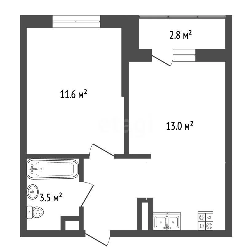 1-к квартира, 30м² (улица Героя Пешкова, 14к5) - миниатюра 42