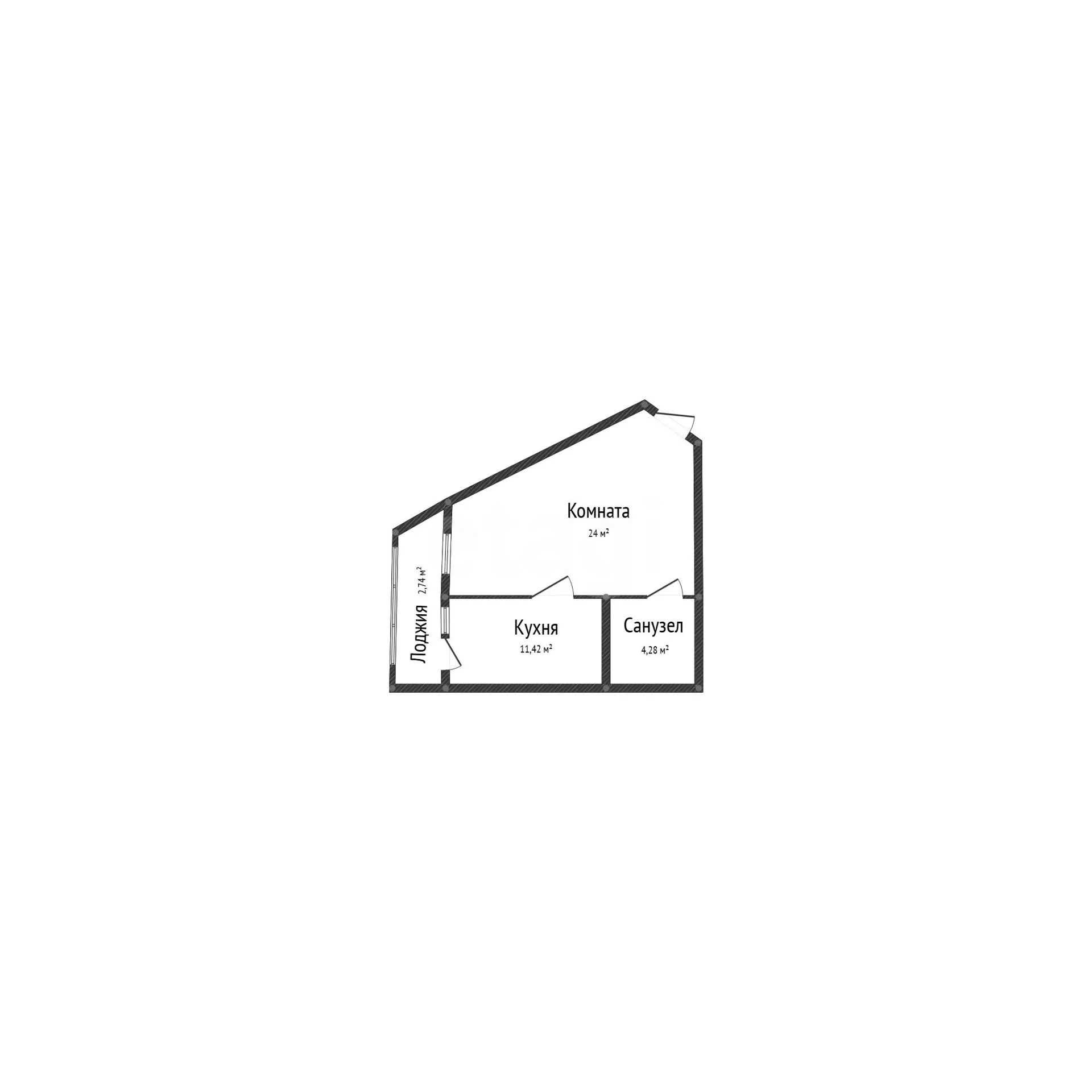 1-к квартира, 42.4м² (Кожевенная улица, 22) - миниатюра 12