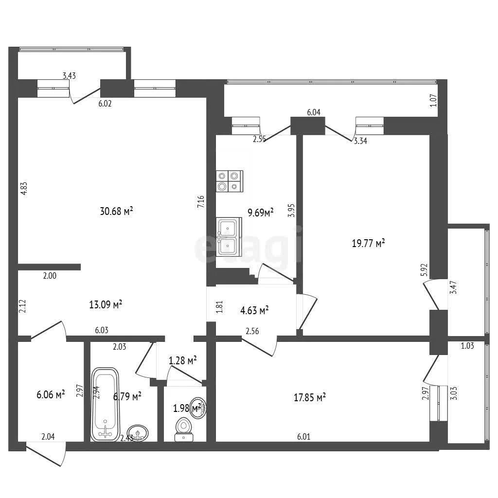 3-к квартира, 105.8м² (улица Тюляева, 7/1) - миниатюра 33