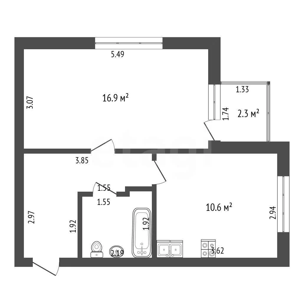 1-к квартира, 38.4м² (Московская улица, 158/4) - миниатюра 12