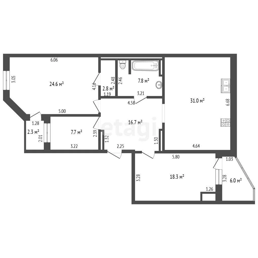 3-к квартира, 108.9м² (улица Фёдора Лузана, 23) - миниатюра 16