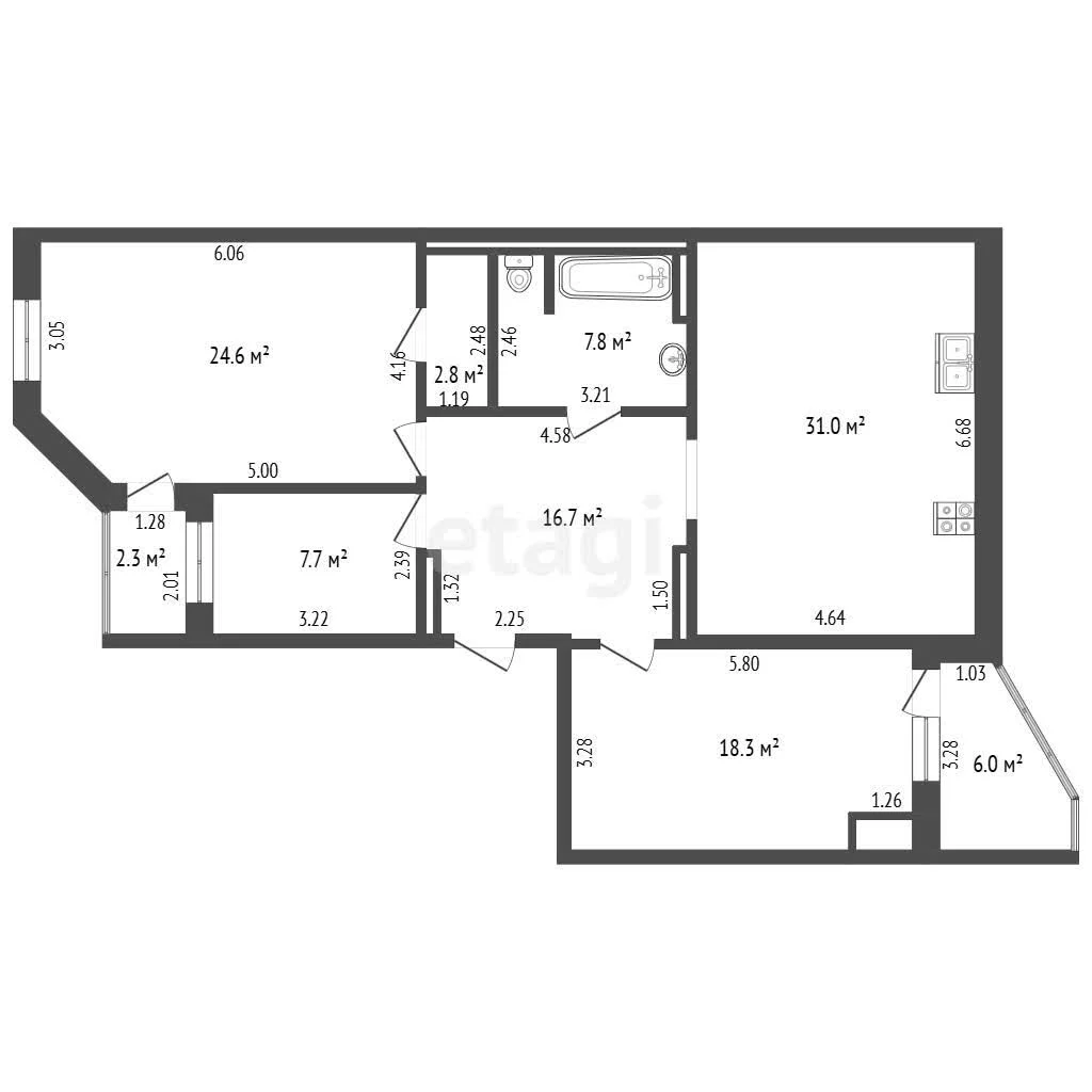 3-к квартира, 108.9м² (улица Фёдора Лузана, 23) - миниатюра 17